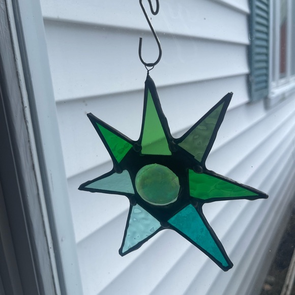 Vintage Stained Glass Star with Hook - Picture 3 of 9